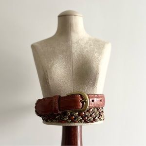 ⭐️ L.L Bean Vintage Genuine Leather Woven Belt